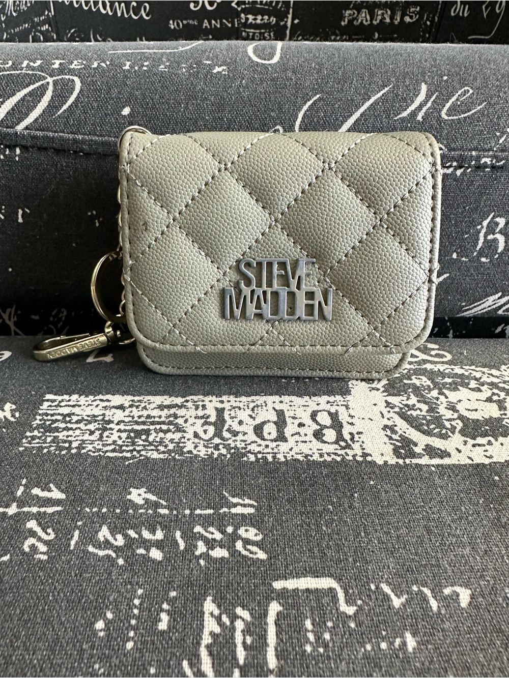 Steve Madden Quilted Mini Wallet Keychain - Light Green